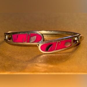 Taxco Sterling Abalone and Pink Enamel Cuff